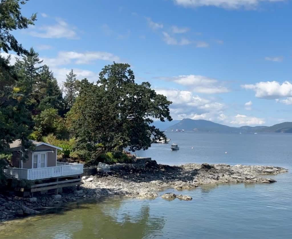 Waterfront homes in North Saanich BC overlooking the ocean and marina on the Saanich Peninsula.